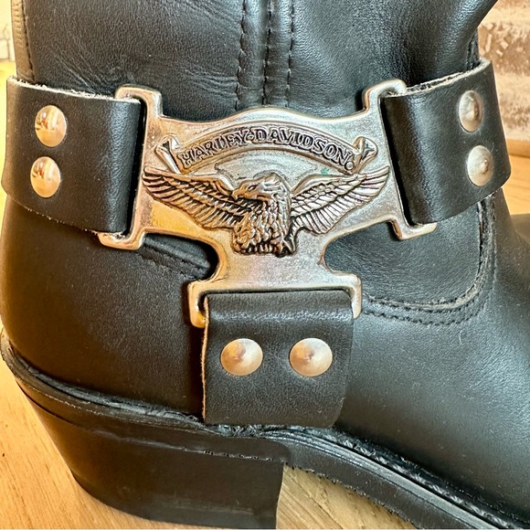 !! SOLD !! — *VINTAGE 1994* HARLEY-DAVIDSON Tall Black Moto Boot 7 -USAMade - Picture 7 of 9